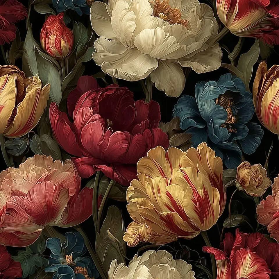 Vintage Luxury Floral Peel and Stick Wallpaper, Dark Botanical Wallpaper