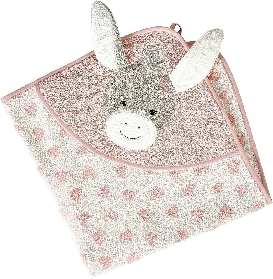 Sterntaler Kapuzen Badetuch 80 x 80 cm Esel Emmi Girl flora rose mit Applikation Eselkopf und angesetzten Ohren
