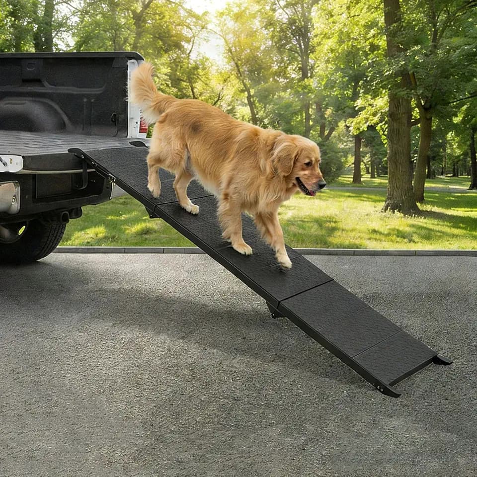 Niubya Hunderampe für Autos 180 cm x 47,5 cm Extra Lange, klappbare Aluminium-Haustierrampe für große Hunde bis zu 113 kg, tragbare, wasserdichte Hunderampe für SUV, LKW und hohe Ladeflächen