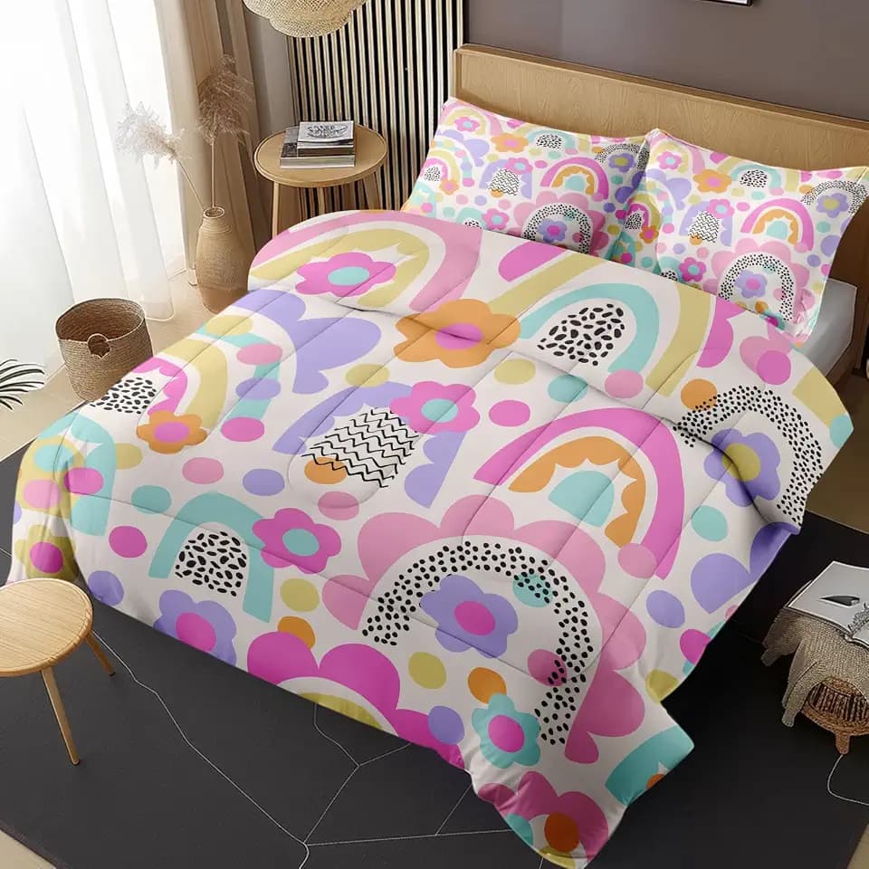Comforter Set of 3, Twin, Bedroom Decor Floral Daisy