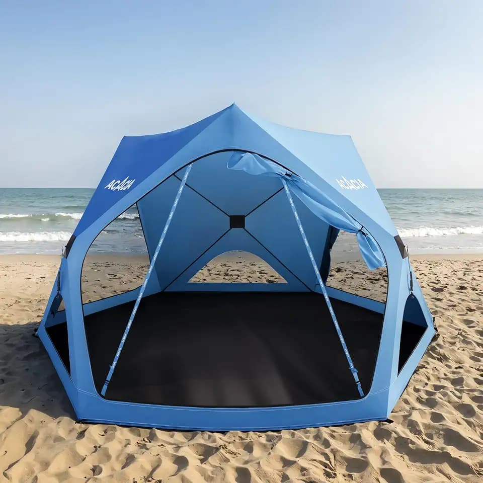 Acacia Beach Tent Sun Shelter | 4-Person Portable Camping Tent with UPF 50+ Protection | Easy Setup Pop up Sun Shade | 10×10ft Privacy Sunshade for Camping & Backyard