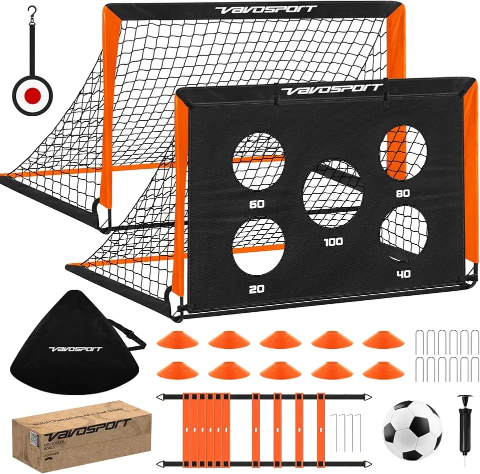 2 Pack Kids Soccer Goals for Backyard Set, 4x3 ft Pop Up Soccer Goal