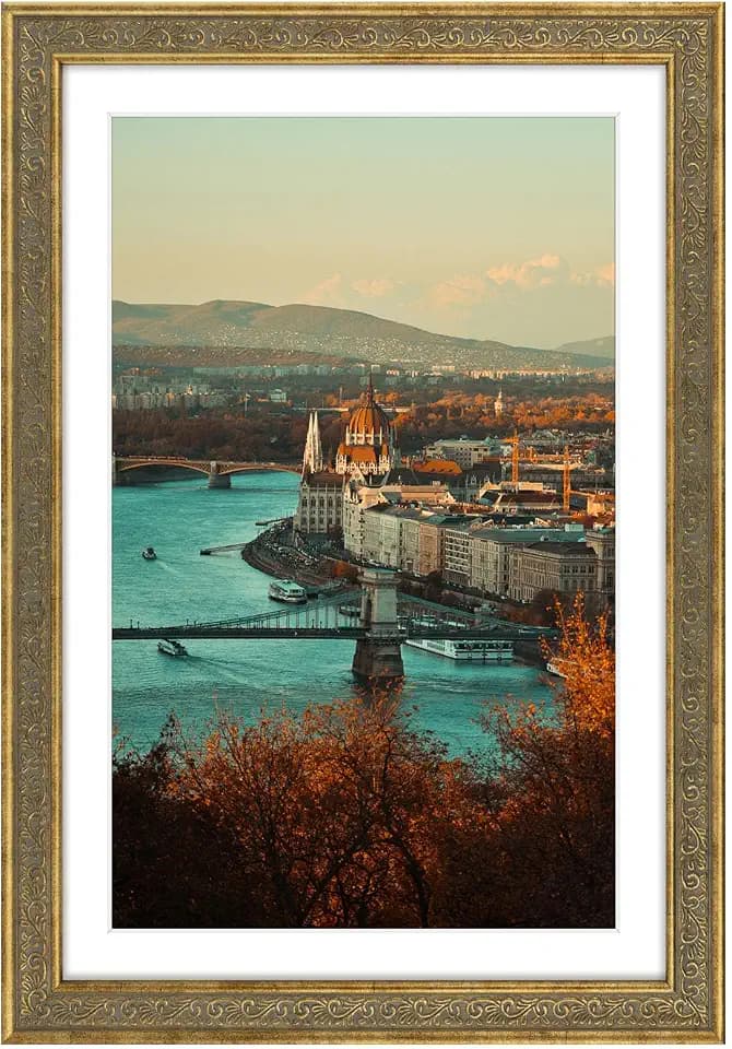 Golden State Art 13x19 Distressed Gold Photo Frame Mat for 11x17 Real Glass