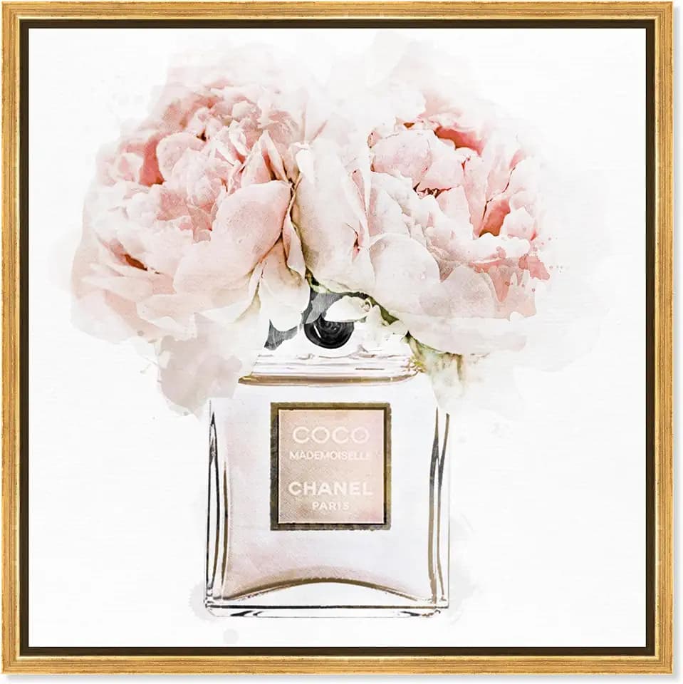 The Oliver Gal Artist Co. Fashion and Glam Wall Art Canvas, 16" x 16", Gold Frame, Dawn Morning Bouquet Peach