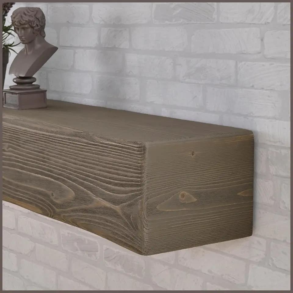 Handmade Rustic 48 Inch Fireplace Mantel Shelf, Smoke Gray 8Dx6H