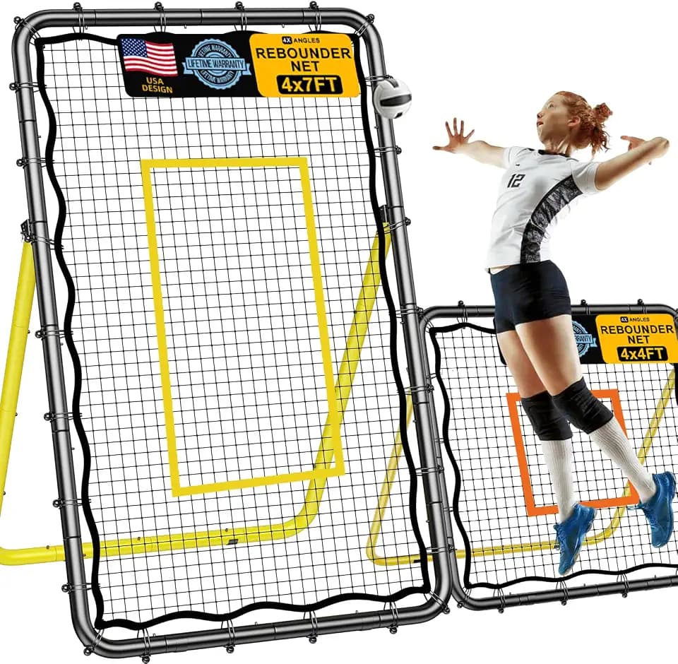 SwingIt Volleyball Rebounder Net 2-in-1 Adjustable Return Net - 7x4ft & 4x4.5ft Dual Size Bounce Back Net for All Ages, Volleyball Training Equipment for Serving Solo Practice Premium Rebounder