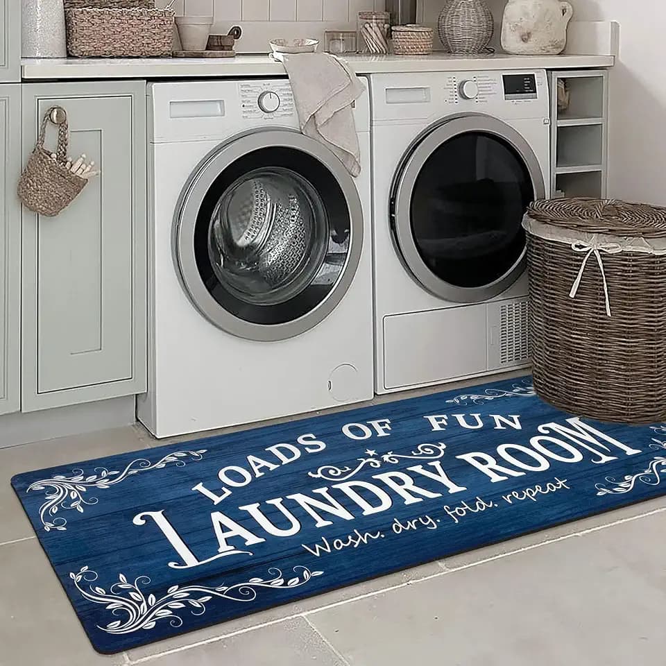 Lansny 24''x60'' Laundry Room Rug Non Slip Waterproof Laundry Mat