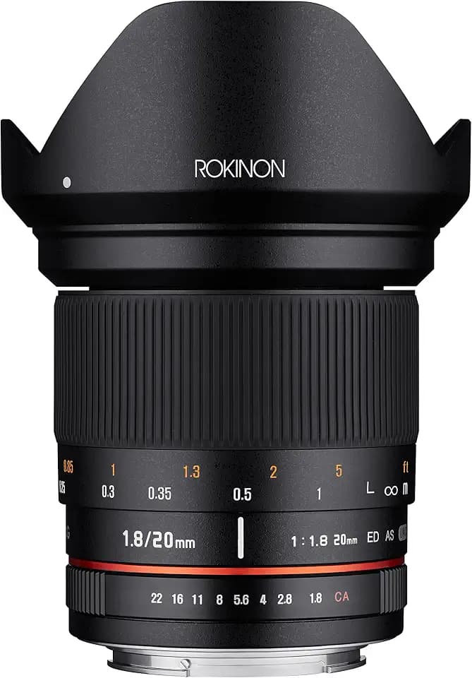 Rokinon 20 mm f/1.8 AS ED UMC Weitwinkelobjektiv mit integriertem AE-Chip für Nikon