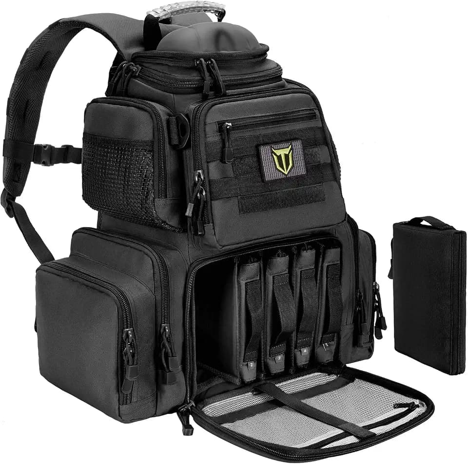 TIDEWE Tactical Range Backpack for Handguns, Gun Range Bag, Black