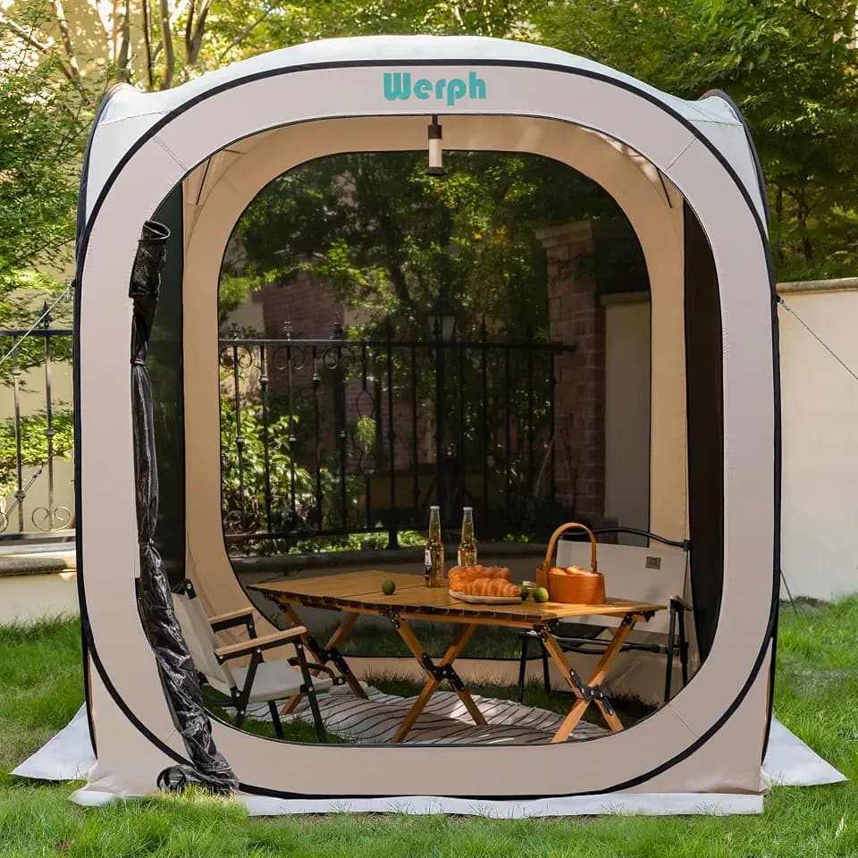 Werph 6x6 Pop-Up Screen Tent, Mosquito Net Gazebo, UV Resistant, Beige