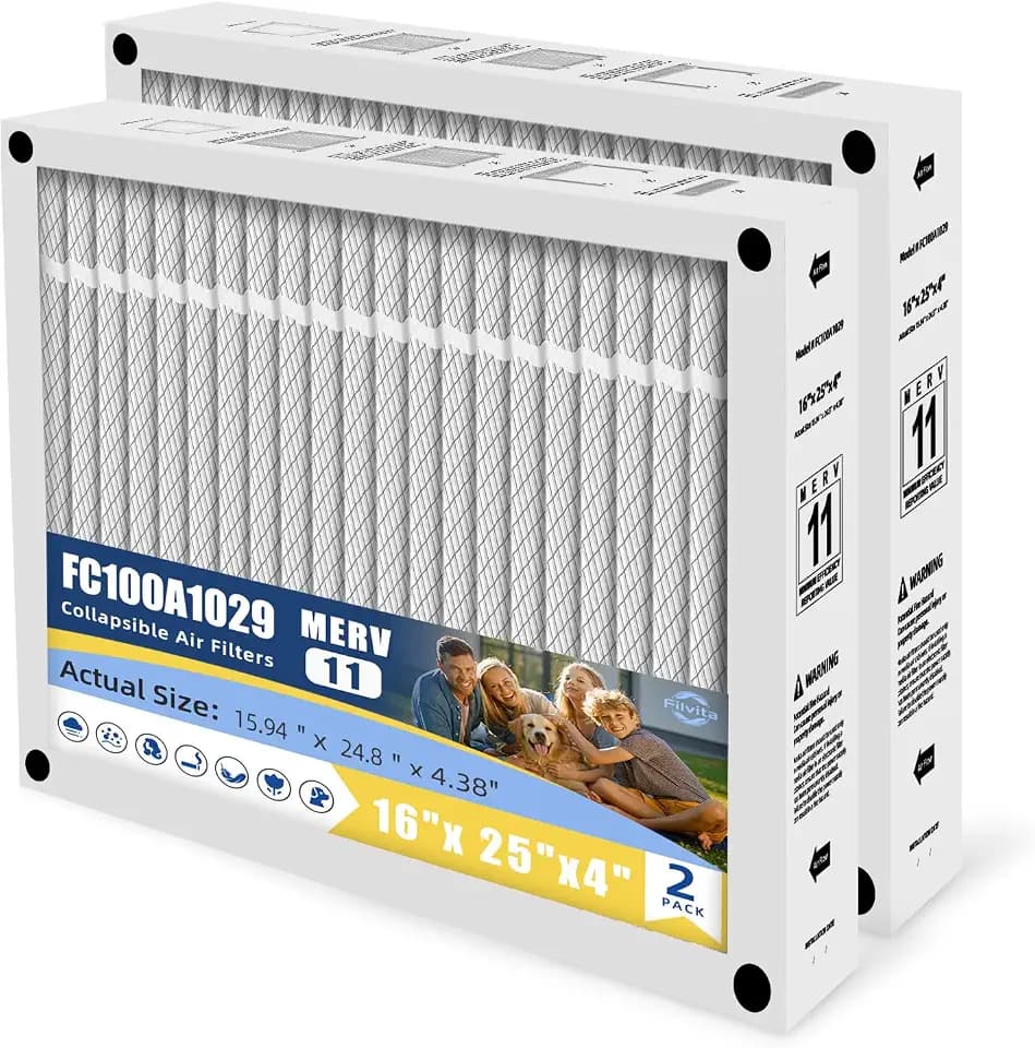 16x25x4 Filter Replacement For Honeywell FC100A1029 Pleated Design, 2PACK