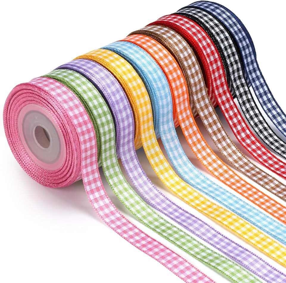 LaRibbons Gingham Ribbon Set, 100 Yards, Plaid Craft Ribbons
