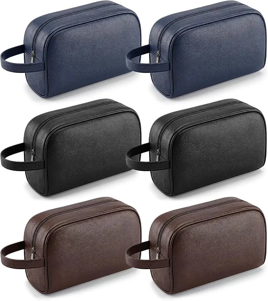6 PCS Leather Toiletry Bag Bulk, Personalized Toiletry Bag for Men