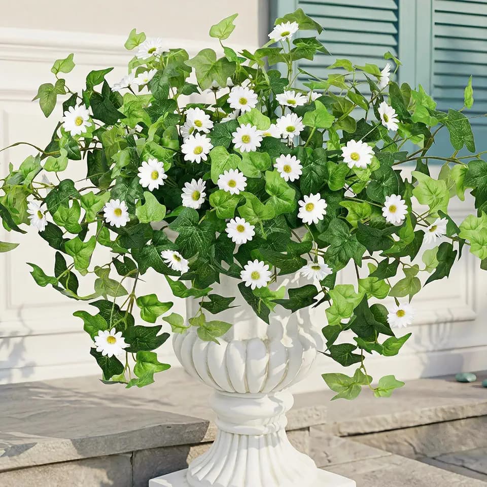 Krissing 3 Pcs Artificial Flowers for Outdoors, UV Resistant Daisy Mums