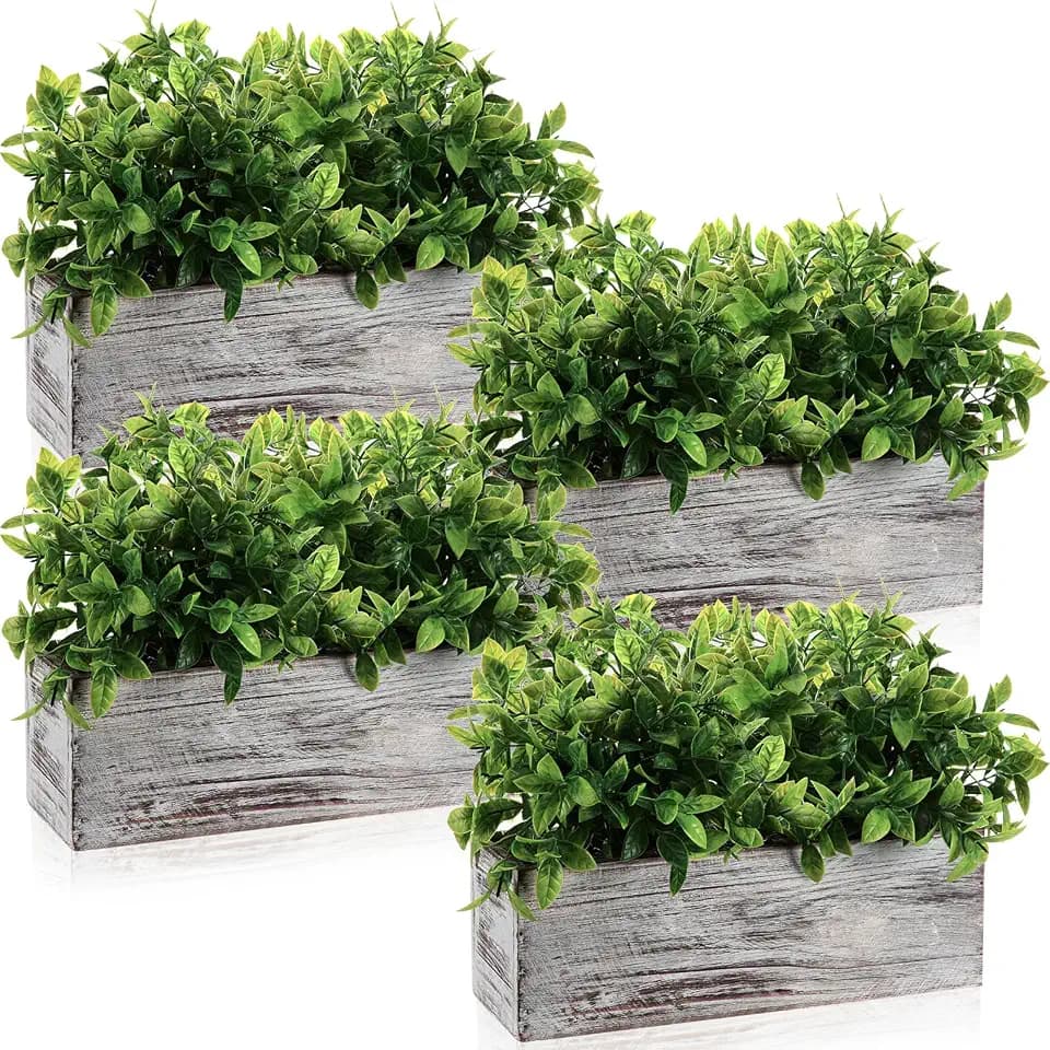 Lyrow 4 Pack 11.4 '' Artificial Eucalyptus Plants Faux Plants, Whitewashed
