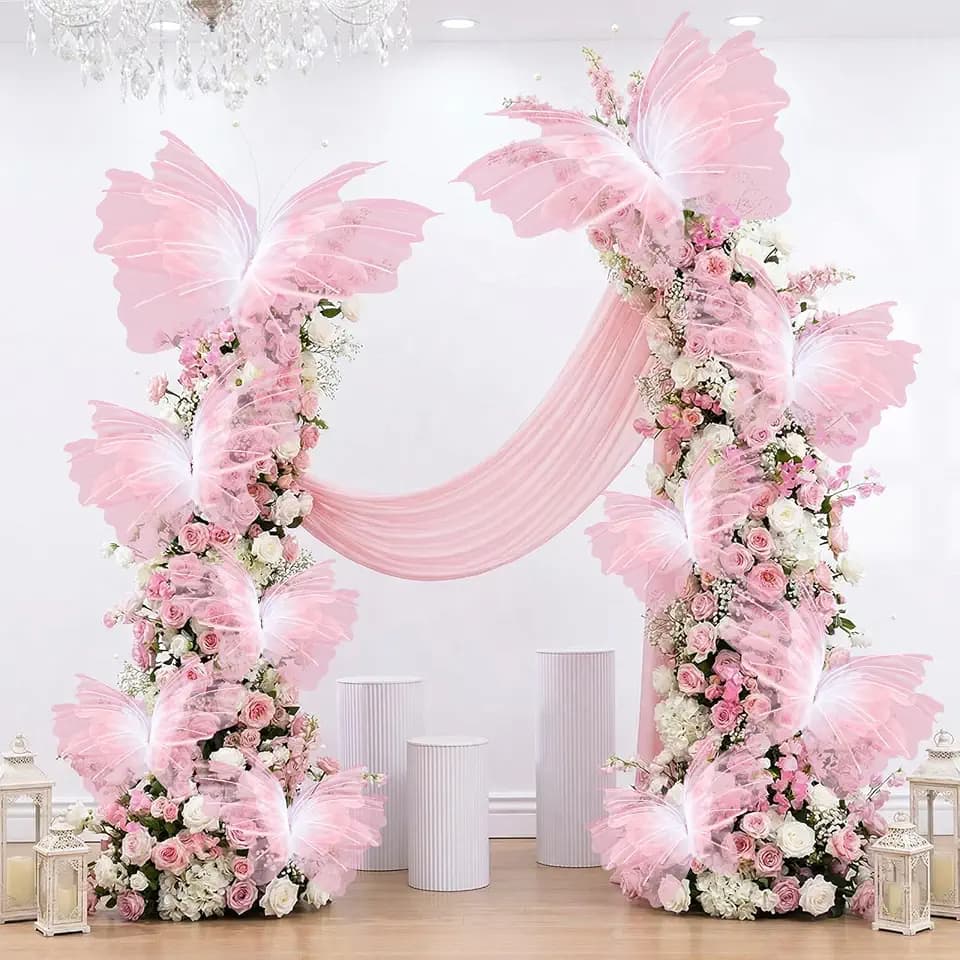 10 Pcs 24'' 20'' 12'' Large Gradient Pink Pearl Butterfly Decoration 3 Size