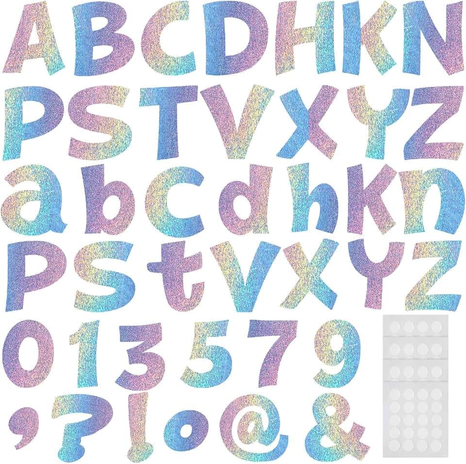 Gueevin 216 Pcs Bulletin Board Letters for Classroom 4 Inch, Holographic