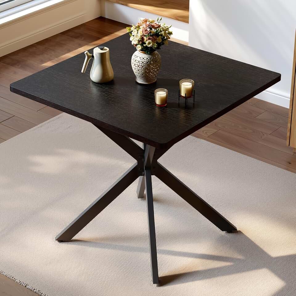 Unovivy 31.5" Small Square Dining Table for 2-4 Black Dinner Table