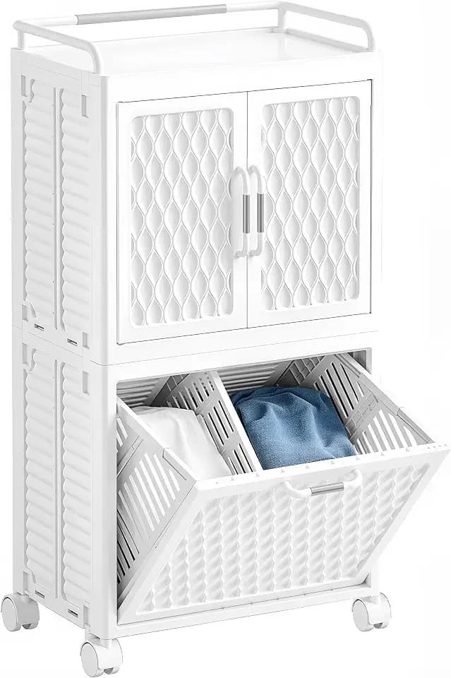 VECELO Tilt Out Laundry Hamper Storage Cabinet