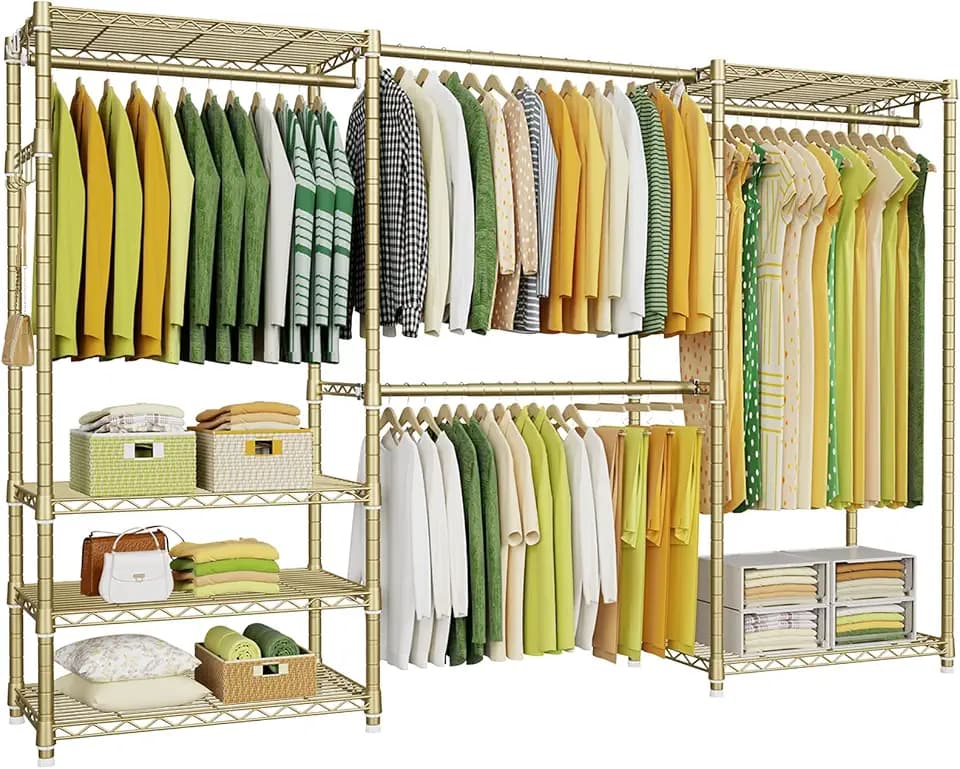 Ulif E1 Heavy Duty Closet Garment Rack, 6 Tiers Adjustable Clothing Storage