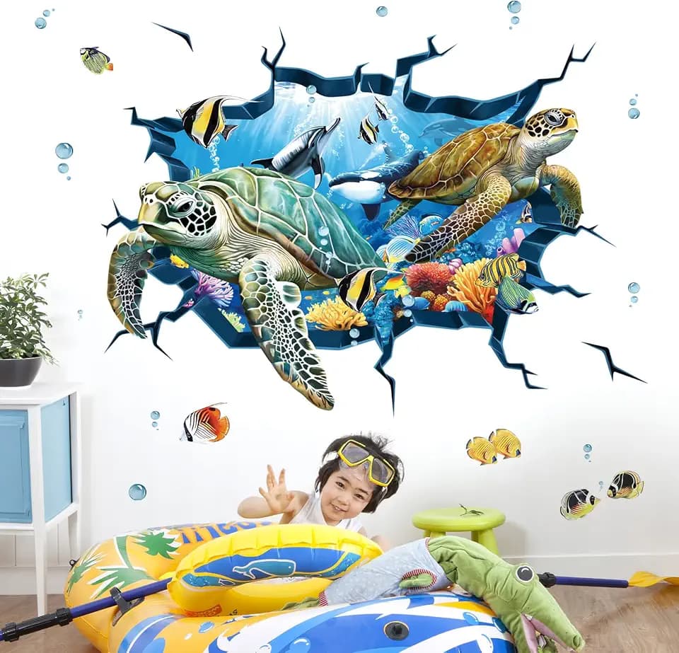 decalmile Under The Sea Turtle Underwater Ocean Fish Wall Decals Stickers