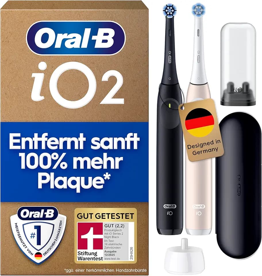 Oral-B iO Series 2 Elektrische Zahnbürste, Doppelpack, Schwarz/Pink