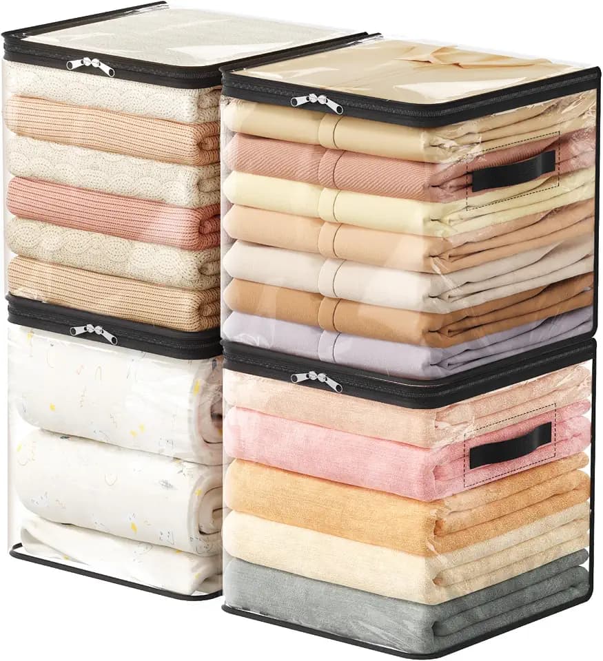 Lifewit 4 Pack Clear Clothes Storage Bags, Sweater Storage with Zipper, 36L
