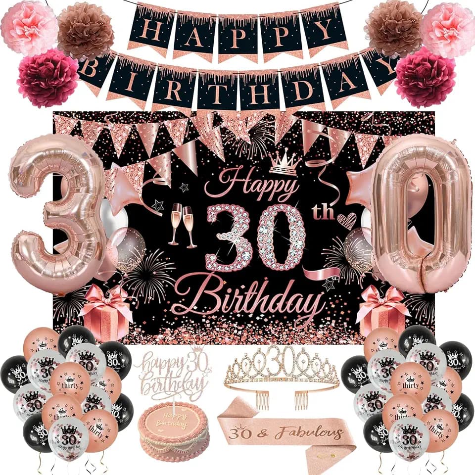 Happy 30th Birthday Decorations for Her, 30 Years Old Decor