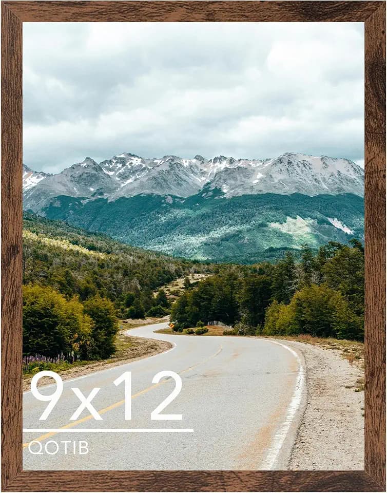 9x12 Picture Frame Deep Brown for Wall Hanging or Tabletop, Wood 9 x 12 Frame Photo Frame for Wall Horizontally or Vertically, Deep Brown, 1 Pack