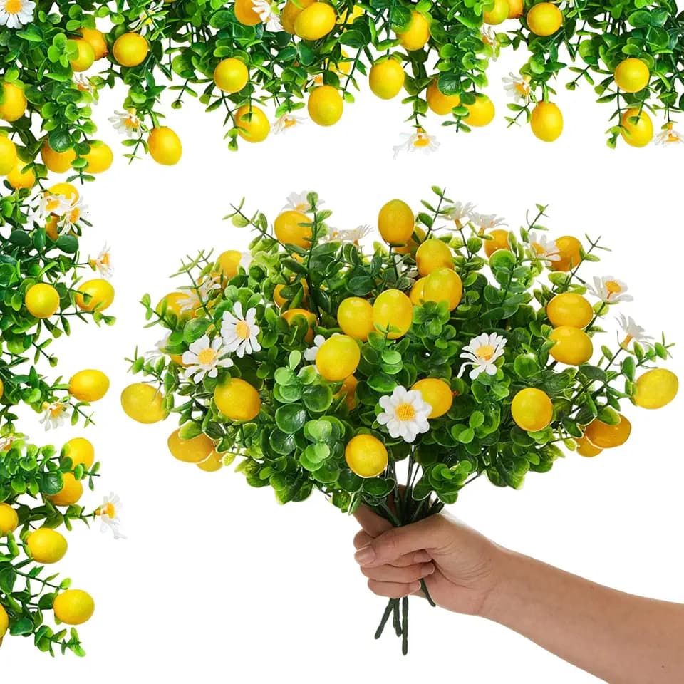 10 Pack Artificial Lemon Branches with Green Leaves Daisies