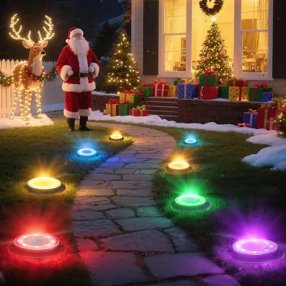 Solar Lights Outdoor Waterproof,Multi-Colored 12 Pack 2-in-1 Ground Lights