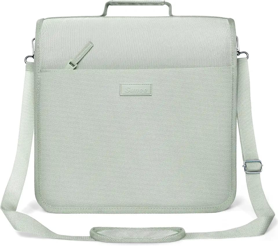 SUNEE Zipper Binder 3 Ring, 3 Inch O-Ring with Handle and Shoulder Strap, 600-Sheet Capacity, 5-Tab Expanding File Folder, Multi-Pockets for Middle School Organizer Binder with Zipper, Sage Green