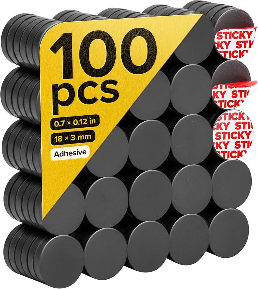 Strong Ceramic Round Adhesive Magnets, 0.7x0.12 (18x3mm), 100 Pcs