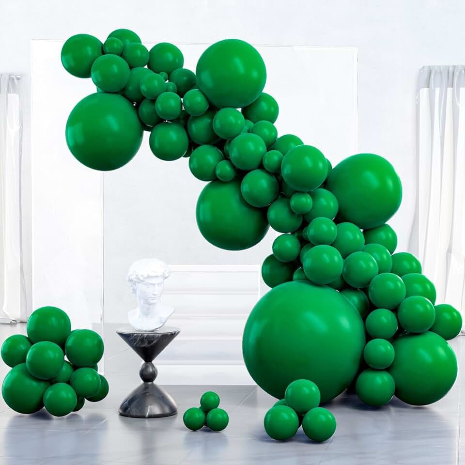 PartyWoo Dark Green Balloons 127pcs Hunter Emerald Forest Green Color