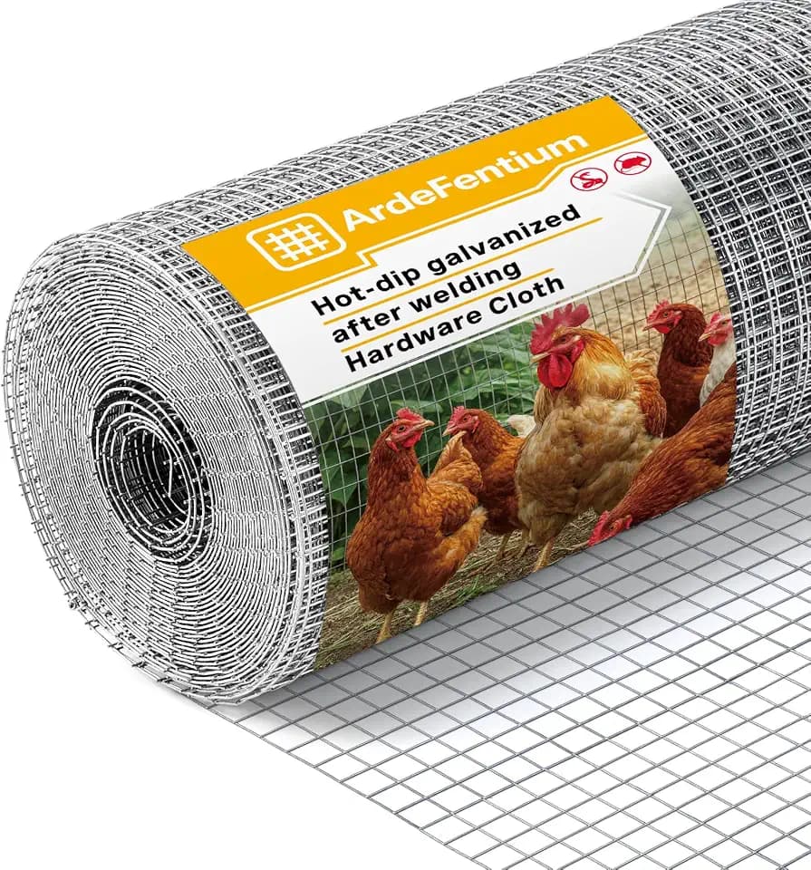 8in x 25ft Hardware Cloth Chicken Wire - 1/4 Inch 23 Gauge Hot Dipped Galvanized After Welding Welded Wire Mesh, Rust-Proof Fencing for Gardens, Chicken Coops & Poultry Netting