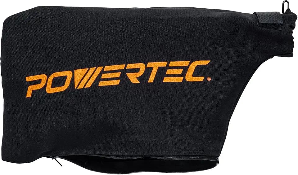 POWERTEC Miter Saw Dust Collector Bag for 7-1/4", 8-1/2" Miter Saw, Fits Nominal 1-1/2" Dust Ports, Hook and Loop Dust Bag w/Zipper, Wired Adjustable Stand Miter Saw Accessories (75081)