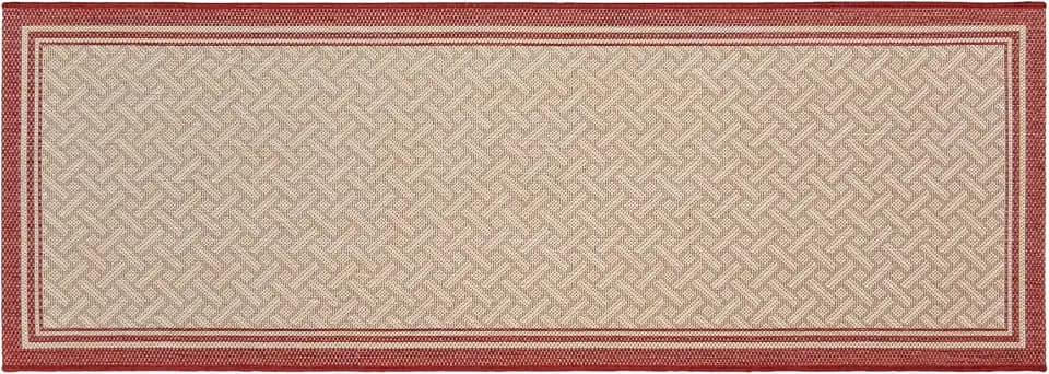Gertmenian Indoor Outdoor Classic Flatweave Area Rug, Stain & UV Resistant Carpet, Deck, Patio, Poolside & Mudroom, 2x6 Ft Runner, Simple Border, Red Tan, 22015