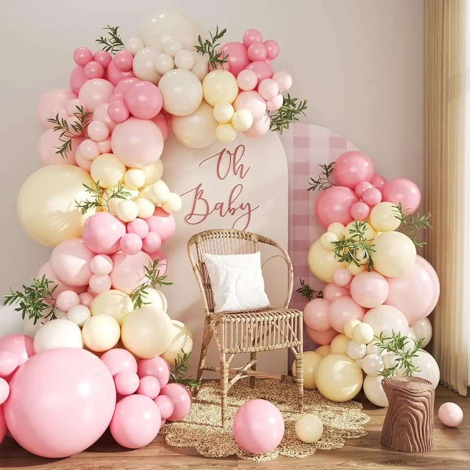 Pink and Yellow Balloon Arch Kit for Baby Shower Bridal Shower Decorations