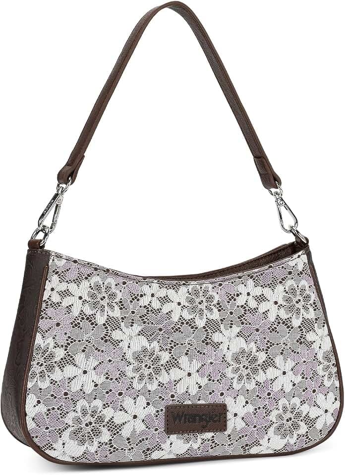 Wrangler Shoulder Bag for Women Lace Floral Small Purse Hobo Handbag