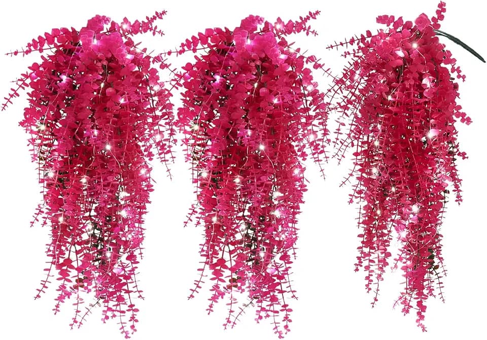 RECUTMS 3Pcs Hanging Vines Faux Hanging Plants Outdoor Lighted Monkey Grass