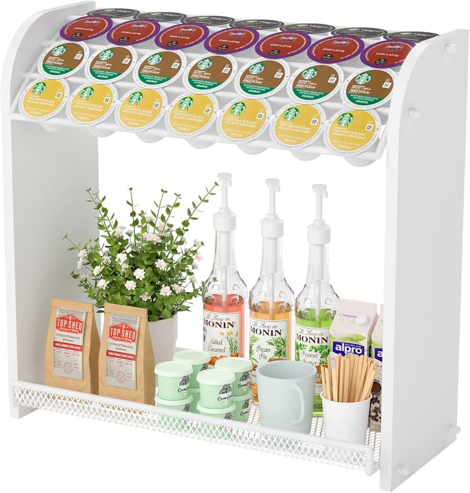 Lixple K Cup Holder, Coffee Pod Holder, K Cup Organizer, White