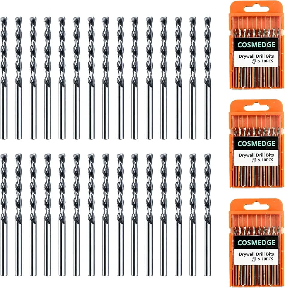 Drywall Cutting Bit 1/8-Inch, Spiral Drywall Router Bits Set for Drywall Cutout Tool (A-30 Pack)