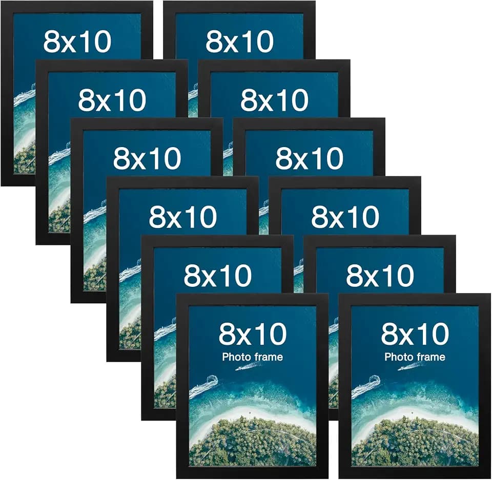 FrameWorks Value 12-Pack 8” x 10” Classic Black Gallery Style Picture Frames