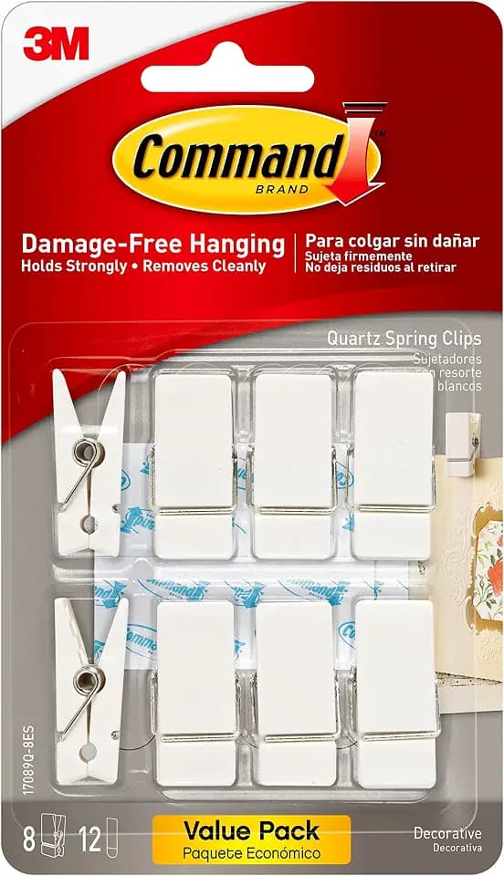 Command Spring Clips, Plastic, Quartz, (17089Q-8ES), Great for Dorm Décor, 8