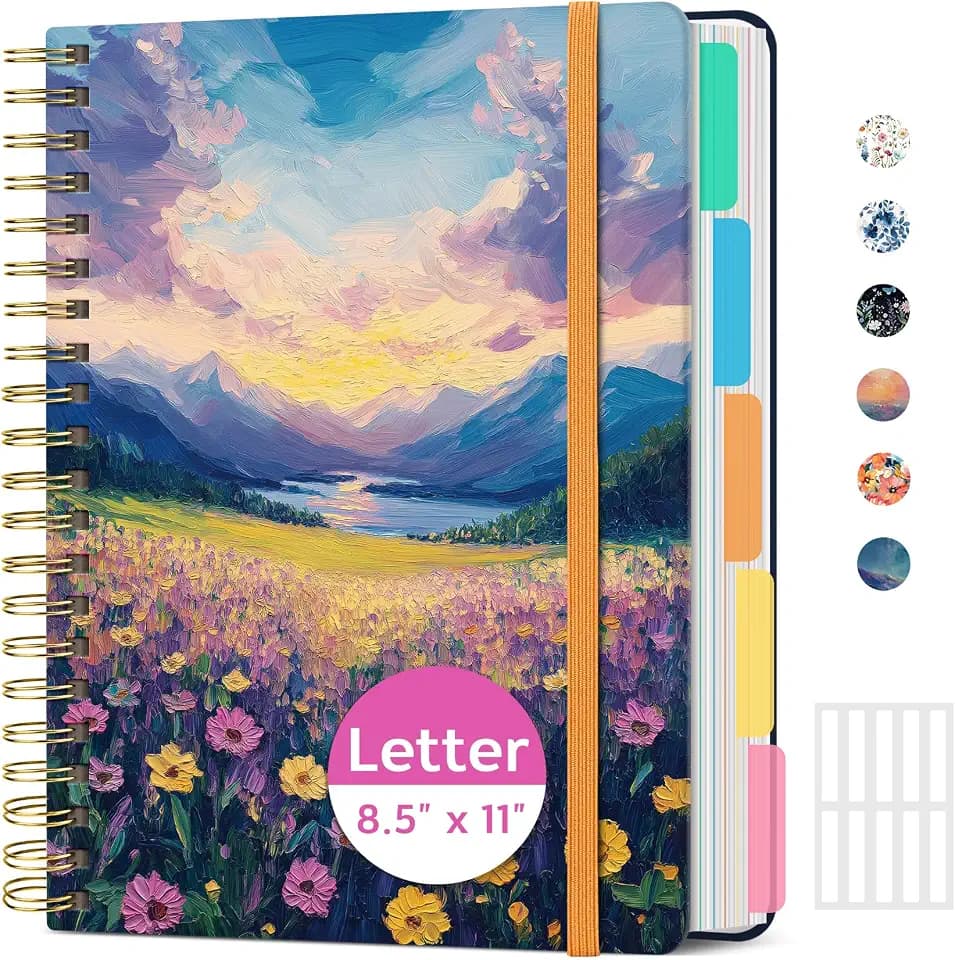 Taja Large Spiral Notebooks for Work 5 Subject with Removable Dividers