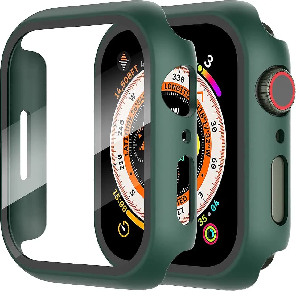 Diruite 2-Stück Hülle für Apple Watch Series 9/8/7 41mm Schutzhülle