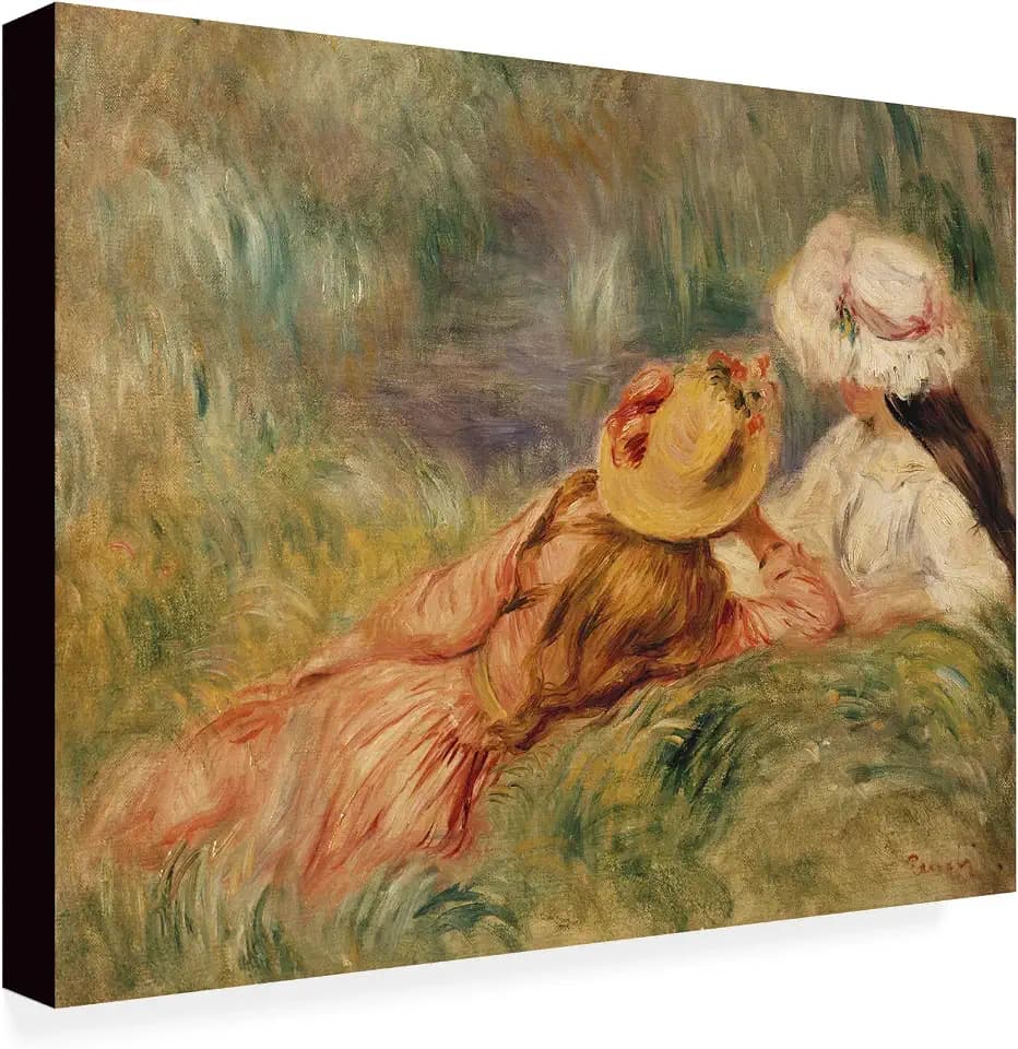 Wrapped Canvas Wall Art - Pierre Renoir 'Young Girls by the Water' Wall Art for Living Room, Bedroom, or Office Décor - 18x24
