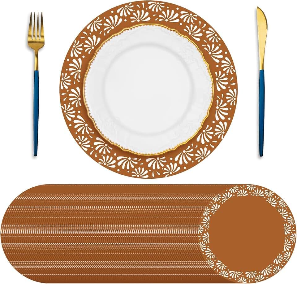 Kochorie 100 Pcs Cielito Lindo Mexican Paper Placemats 13 Inch Round Platos De Barro Mexicanos Disposable Table Mats for Cielito Lindo Party Decoration Cinco de Mayo Wedding Birthday Baby Shower