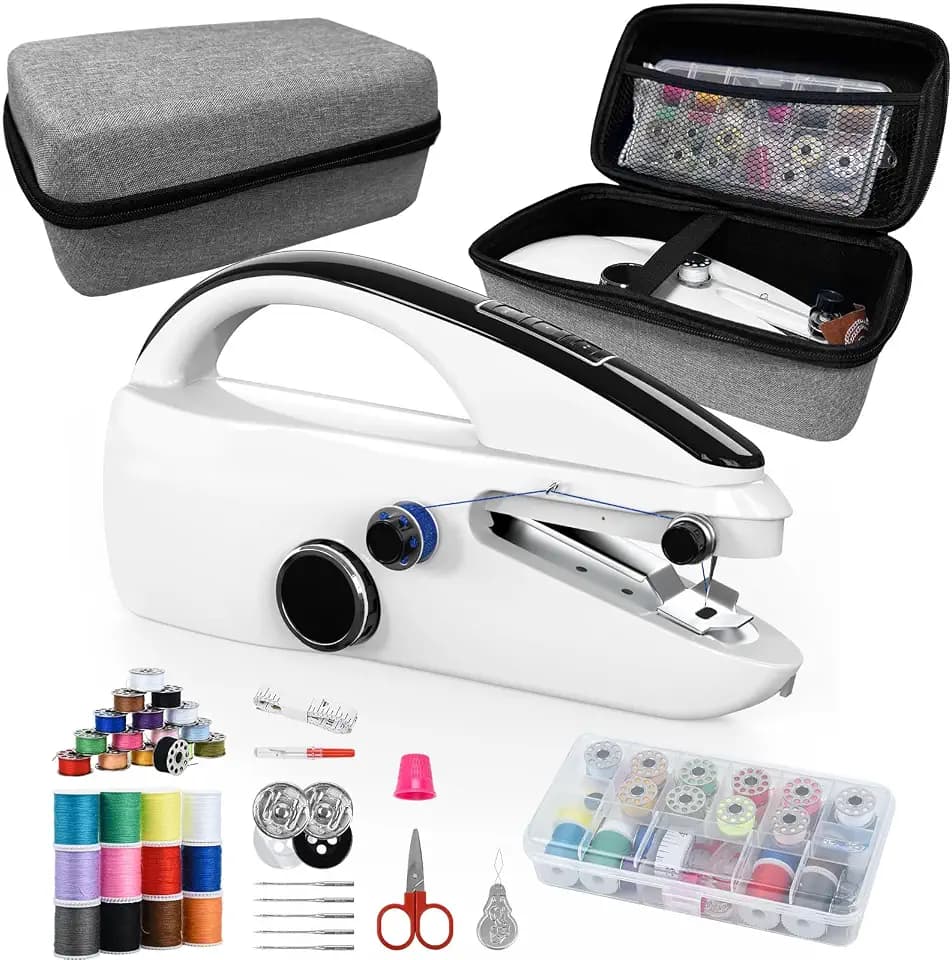 Handheld Sewing Machine, Portable Hand Sewing Machine with 20 Thread Colors Emergency Sewing Kit, Small Hand Held Sewing Machines Suitable for Clothes DIY, Ideal for Adults & Beginners.