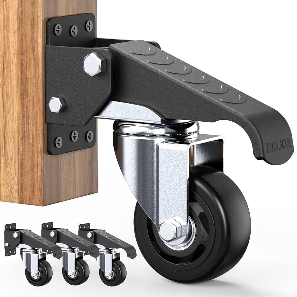 Heavy Duty Workbench Casters 3 Inch Retractable Casters with Lifting and Lowering Function 360° Rotation Ideal for Workbenches or Other Equipment Maximum Load of 1100 lbs